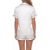 image:imageLYANER Womens Silky Satin Pajamas Set Short Sleeve Button Down Shirt With Shorts Pjs Set SleepwearWhite