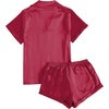 image:imageLYANER Womens Sleepwear Satin Silky Short Sleeve Top with Shorts Pajama SetLight Purple