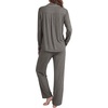 image:imageLYANER Womens Softest PJ Set 2 Piece V Neck Long Sleeve Button Down Sleepwear Lounge Pajama Sets Dark Gray XLarge