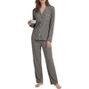 image:imageLYANER Womens Softest PJ Set 2 Piece V Neck Long Sleeve Button Down Sleepwear Lounge Pajama Sets Dark Gray XLarge