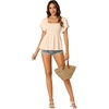 image:imageLYANER Womens Square Neck Smocked Peplum Blouse Top Ruffle Short Sleeve Flowy Babydoll Cute Shirt TopsBeige