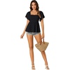 image:imageLYANER Womens Square Neck Smocked Peplum Blouse Top Ruffle Short Sleeve Flowy Babydoll Cute Shirt TopsBlack