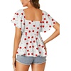 image:imageLYANER Womens Square Neck Smocked Peplum Blouse Top Ruffle Short Sleeve Flowy Babydoll Cute Shirt TopsCherry White