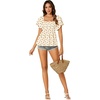 image:imageLYANER Womens Square Neck Smocked Peplum Blouse Top Ruffle Short Sleeve Flowy Babydoll Cute Shirt TopsFloral Beige