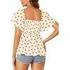 image:imageLYANER Womens Square Neck Smocked Peplum Blouse Top Ruffle Short Sleeve Flowy Babydoll Cute Shirt TopsFloral Beige