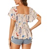 image:imageLYANER Womens Square Neck Smocked Peplum Blouse Top Ruffle Short Sleeve Flowy Babydoll Cute Shirt TopsFloral Multi