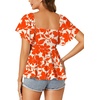 image:imageLYANER Womens Square Neck Smocked Peplum Blouse Top Ruffle Short Sleeve Flowy Babydoll Cute Shirt TopsFloral Orange