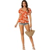 image:imageLYANER Womens Square Neck Smocked Peplum Blouse Top Ruffle Short Sleeve Flowy Babydoll Cute Shirt TopsFloral Orange