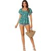 image:imageLYANER Womens Square Neck Smocked Peplum Blouse Top Ruffle Short Sleeve Flowy Babydoll Cute Shirt TopsFloral Tuquoise