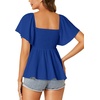 image:imageLYANER Womens Square Neck Smocked Peplum Blouse Top Ruffle Short Sleeve Flowy Babydoll Cute Shirt TopsRoyal Blue