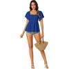 image:imageLYANER Womens Square Neck Smocked Peplum Blouse Top Ruffle Short Sleeve Flowy Babydoll Cute Shirt TopsRoyal Blue