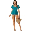 image:imageLYANER Womens Square Neck Smocked Peplum Blouse Top Ruffle Short Sleeve Flowy Babydoll Cute Shirt TopsTeal Blue