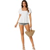 image:imageLYANER Womens Square Neck Smocked Peplum Blouse Top Ruffle Short Sleeve Flowy Babydoll Cute Shirt TopsWhite