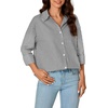 image:imageLYANER Womens Striped Button Down Shirts Long Sleeve Button Up Collared Office Work Blouses TopsBlack