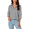 image:imageLYANER Womens Striped Button Down Shirts Long Sleeve Button Up Collared Office Work Blouses TopsBlack