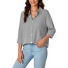 image:imageLYANER Womens Striped Button Down Shirts Long Sleeve Button Up Collared Office Work Blouses TopsBlack