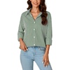 image:imageLYANER Womens Striped Button Down Shirts Long Sleeve Button Up Collared Office Work Blouses TopsDark Green