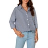 image:imageLYANER Womens Striped Button Down Shirts Long Sleeve Button Up Collared Office Work Blouses TopsNavy Blue