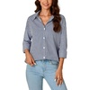 image:imageLYANER Womens Striped Button Down Shirts Long Sleeve Button Up Collared Office Work Blouses TopsNavy Blue