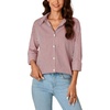 image:imageLYANER Womens Striped Button Down Shirts Long Sleeve Button Up Collared Office Work Blouses TopsRed