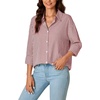 image:imageLYANER Womens Striped Button Down Shirts Long Sleeve Button Up Collared Office Work Blouses TopsRed