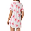 image:imageLYANER Womens Striped Nightgown Short Sleeve Sleepshirt Button Down Nightshirt SleepwearFloral Pink