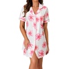 image:imageLYANER Womens Striped Nightgown Short Sleeve Sleepshirt Button Down Nightshirt SleepwearFloral Pink