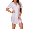 image:imageLYANER Womens Striped Nightgown Short Sleeve Sleepshirt Button Down Nightshirt SleepwearStriped Pink