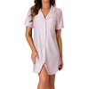 image:imageLYANER Womens Striped Nightgown Short Sleeve Sleepshirt Button Down Nightshirt SleepwearStriped Pink
