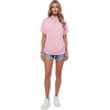 image:imageLYANER Womens Summer High Mock Neck Batwing Short Sleeve Shirt Top Asymmetric Hem Casual BlouseBaby Pink
