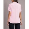 image:imageLYANER Womens Summer High Mock Neck Batwing Short Sleeve Shirt Top Asymmetric Hem Casual BlouseBaby Pink