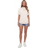 image:imageLYANER Womens Summer High Mock Neck Batwing Short Sleeve Shirt Top Asymmetric Hem Casual BlouseBeige