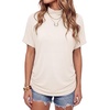 image:imageLYANER Womens Summer High Mock Neck Batwing Short Sleeve Shirt Top Asymmetric Hem Casual BlouseBeige