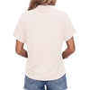 image:imageLYANER Womens Summer High Mock Neck Batwing Short Sleeve Shirt Top Asymmetric Hem Casual BlouseBeige