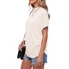 image:imageLYANER Womens Summer High Mock Neck Batwing Short Sleeve Shirt Top Asymmetric Hem Casual BlouseBeige