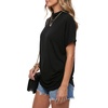 image:imageLYANER Womens Summer High Mock Neck Batwing Short Sleeve Shirt Top Asymmetric Hem Casual BlouseBlack