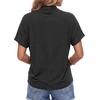 image:imageLYANER Womens Summer High Mock Neck Batwing Short Sleeve Shirt Top Asymmetric Hem Casual BlouseDark Gray