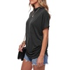 image:imageLYANER Womens Summer High Mock Neck Batwing Short Sleeve Shirt Top Asymmetric Hem Casual BlouseDark Gray