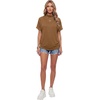 image:imageLYANER Womens Summer High Mock Neck Batwing Short Sleeve Shirt Top Asymmetric Hem Casual BlouseDark Khaki