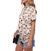image:imageLYANER Womens Summer High Mock Neck Batwing Short Sleeve Shirt Top Asymmetric Hem Casual BlouseFloral Khaki