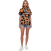 image:imageLYANER Womens Summer High Mock Neck Batwing Short Sleeve Shirt Top Asymmetric Hem Casual BlouseGeometric Orange