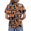 image:imageLYANER Womens Summer High Mock Neck Batwing Short Sleeve Shirt Top Asymmetric Hem Casual BlouseGeometric Orange