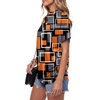 image:imageLYANER Womens Summer High Mock Neck Batwing Short Sleeve Shirt Top Asymmetric Hem Casual BlouseGeometric Orange