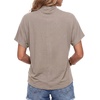 image:imageLYANER Womens Summer High Mock Neck Batwing Short Sleeve Shirt Top Asymmetric Hem Casual BlouseKhaki