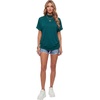 image:imageLYANER Womens Summer High Mock Neck Batwing Short Sleeve Shirt Top Asymmetric Hem Casual BlouseLake Green