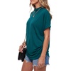 image:imageLYANER Womens Summer High Mock Neck Batwing Short Sleeve Shirt Top Asymmetric Hem Casual BlouseLake Green