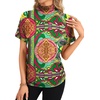 image:imageLYANER Womens Summer High Mock Neck Batwing Short Sleeve Shirt Top Asymmetric Hem Casual BlouseMulticolored