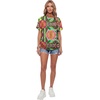image:imageLYANER Womens Summer High Mock Neck Batwing Short Sleeve Shirt Top Asymmetric Hem Casual BlouseMulticolored