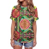 image:imageLYANER Womens Summer High Mock Neck Batwing Short Sleeve Shirt Top Asymmetric Hem Casual BlouseMulticolored