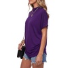 image:imageLYANER Womens Summer High Mock Neck Batwing Short Sleeve Shirt Top Asymmetric Hem Casual BlousePurple